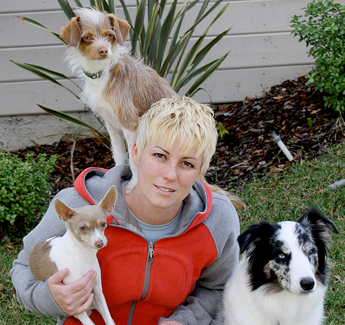Emily Larlham and her dogs